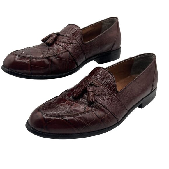 Stacy Adams Mens 11M Genuine Snake Leather Tassel Loafers Slip On Timeless Retro - Picture 1 of 15